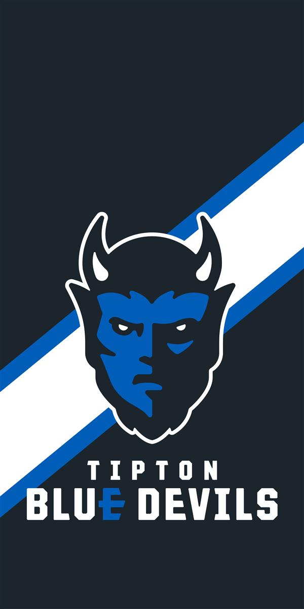 Black wallpaper with Blue Devils logo and a stripe behind it